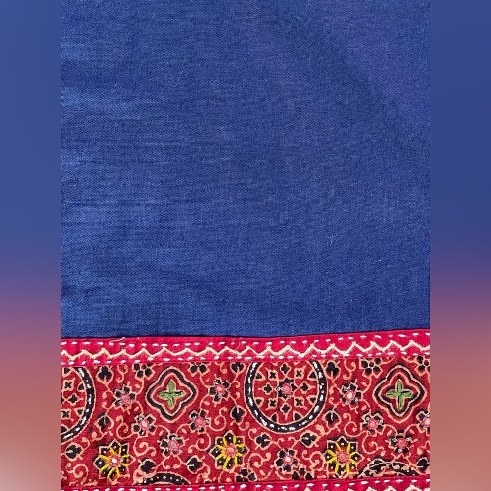 vintage artisanal kurti w/ mirror work embroidery short sleeve adult petite kid - Picture 4 of 7